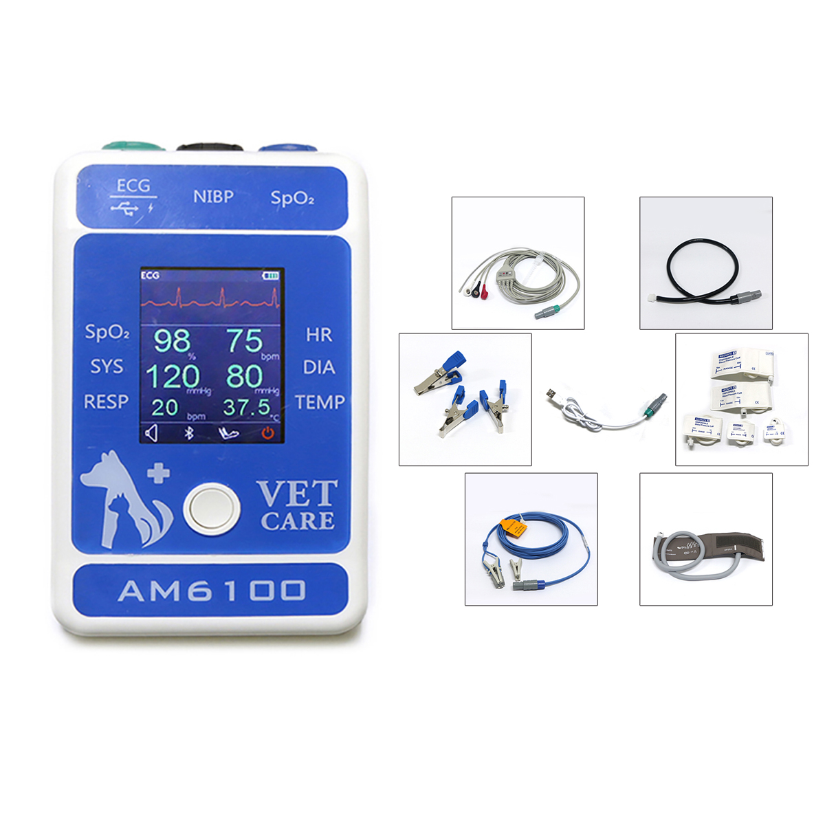 Veterinary Monitor for Pet, Monitoring 6 Parameter for Animal (include