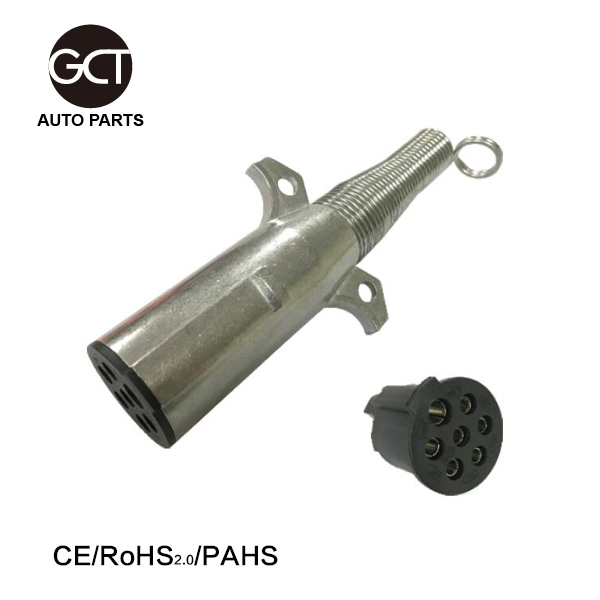 7 Pins 24V European Plug Aluminum N type Truck Trailer Connector with spring Featured Image
