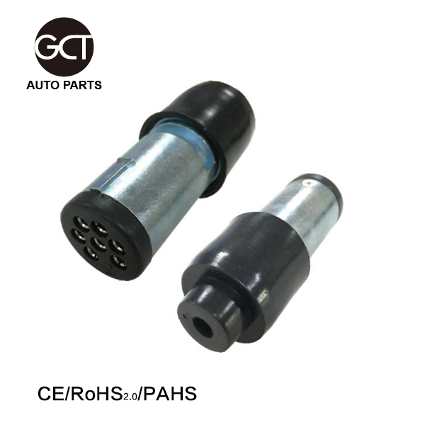 7 Pin small round metal trailer connector plug Featured Image