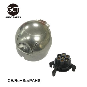 12V EU Truck and Trailer 7-Pin round  Metal Plug-Socket